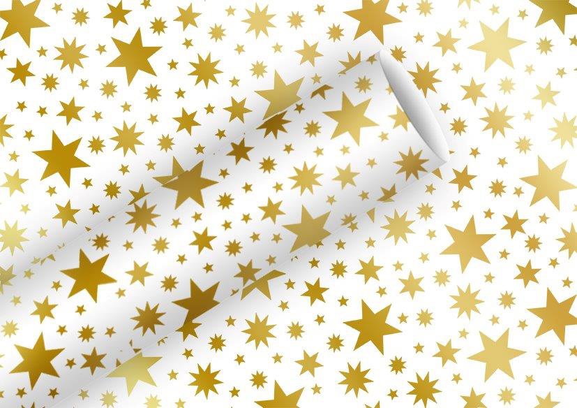 Geschenkpapier Weihnachten Beautiful Stars gold 150 x 70 cm