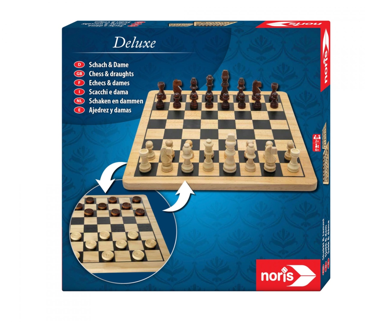 Schach & Dame Deluxe, Holz von Noris