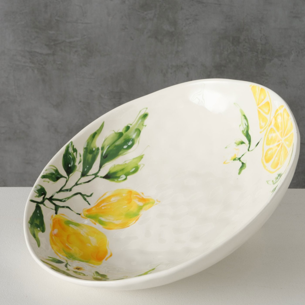 Schale mediterran Zitrone Lemony Keramik D: 34 cm