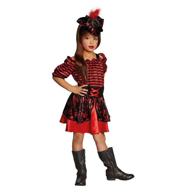 Kostüm Piratenkleid schwarz-rot 128