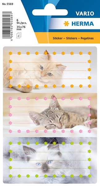 Herma Buch-Etiketten Katzen mit Glimmer