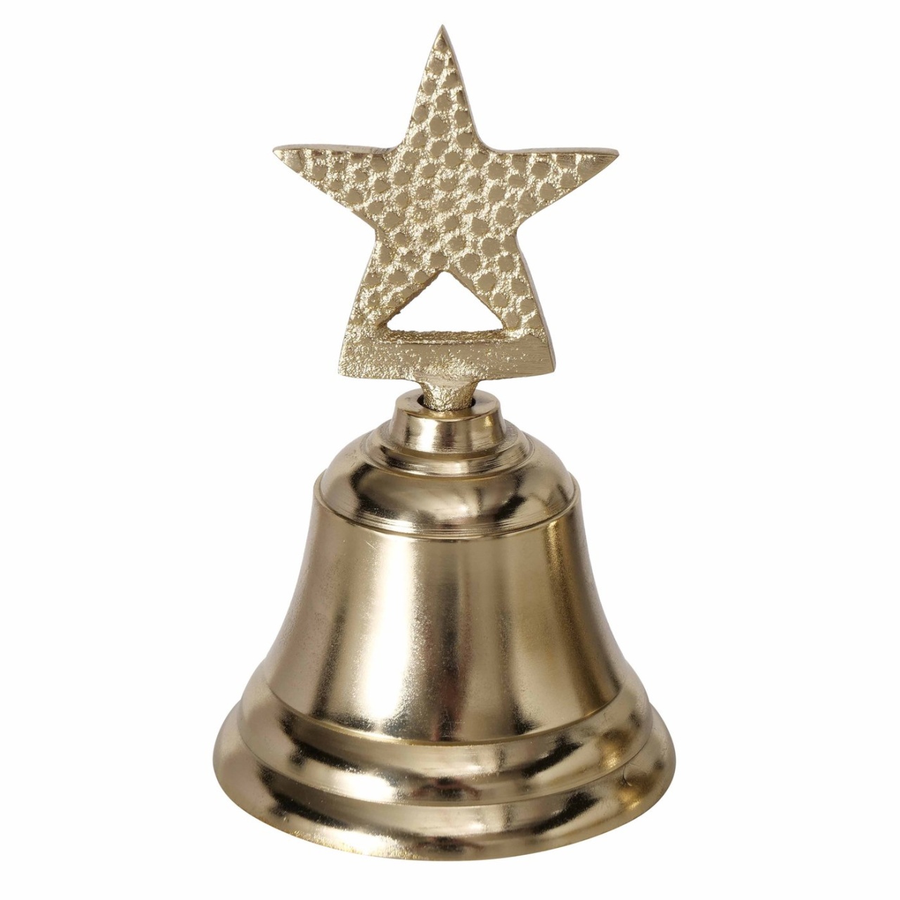 Weihnachtsglocke Glocke aus Metall mit Stern getupft golden