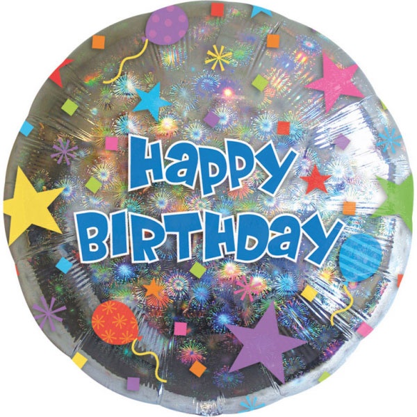 Folienballon Happy Birthday Feuerwerk-Konfetti