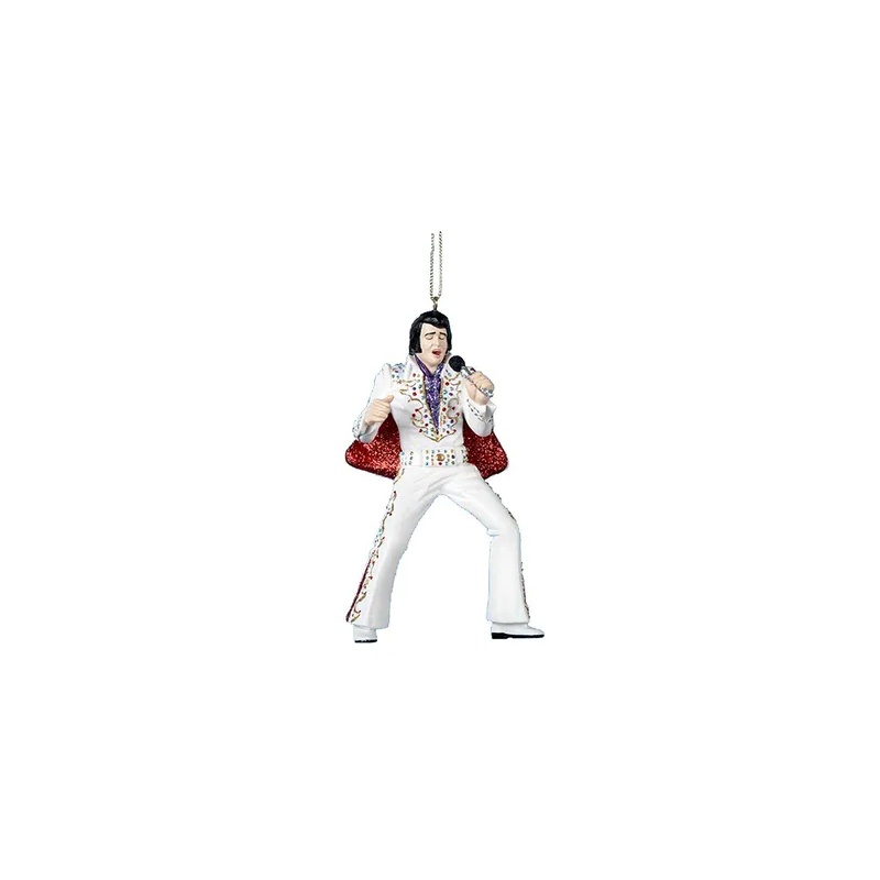 Weihnachtsanhänger Elvis Presley Jumpsuit Ornament weiß/viol
