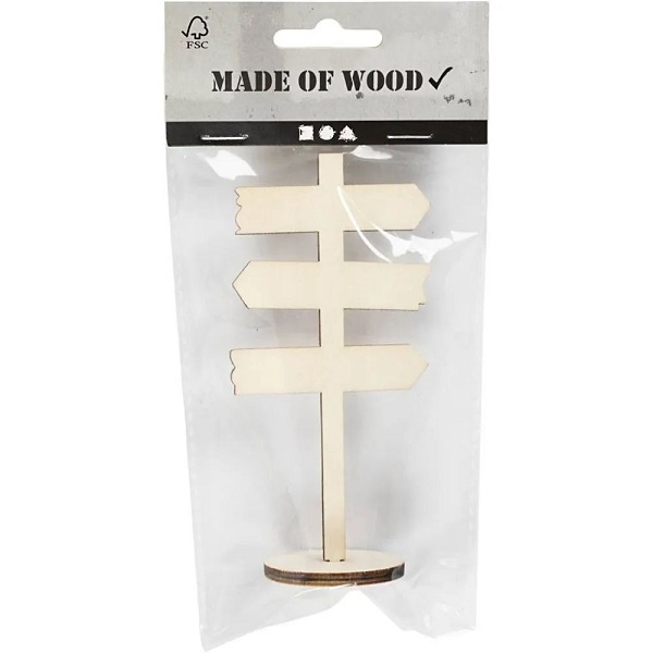 Bastelmaterial Holz Miniatur Schild mit Sockel