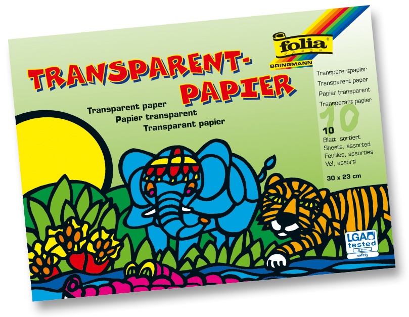 Folia Transparentpapier 10 Blatt farbig  30 x 20 cm
