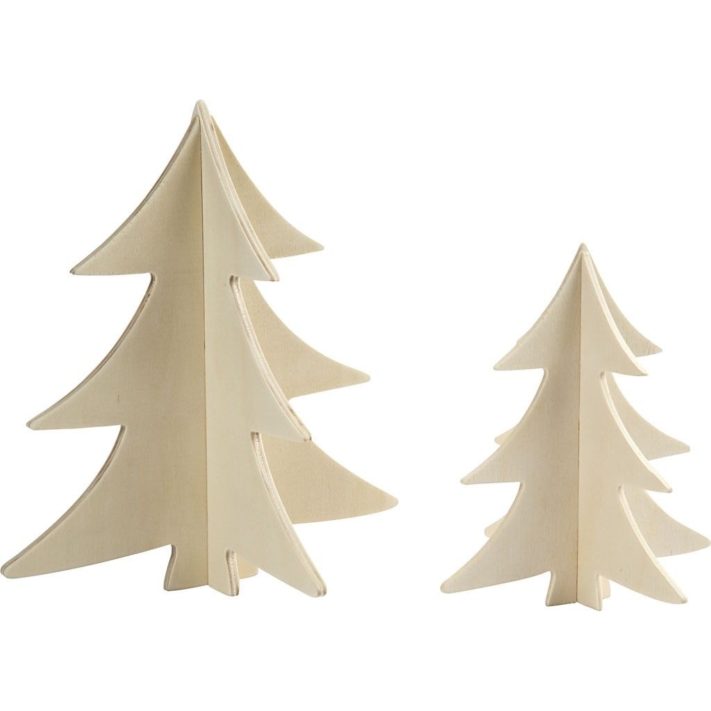 3D Weihnachtsbaum 13 + 18 cm 2 Stück Sperrholz
