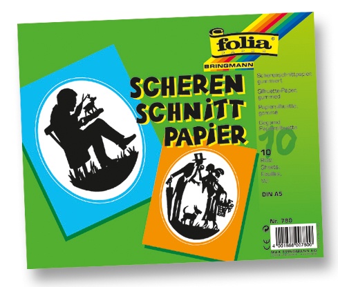 Folia Scherenschnittpapier A5 gummiert schwarz 10 Blatt