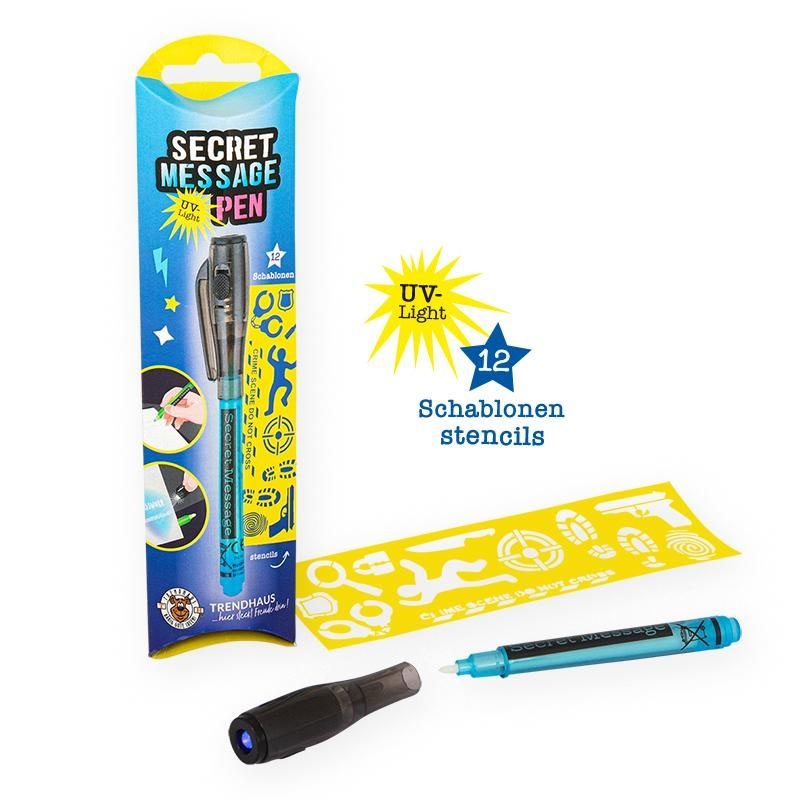 Secret Massage Stift inkl. Schablonen UV-Licht