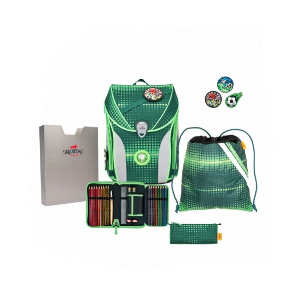 DerDieDas Ergoflex Max Soccer Green Schulranzen-Set 5tlg