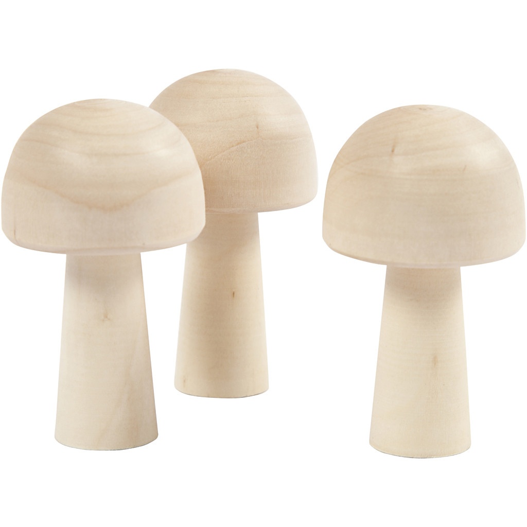 Deko-Pilze 3 Stück aus Birkenholz natur