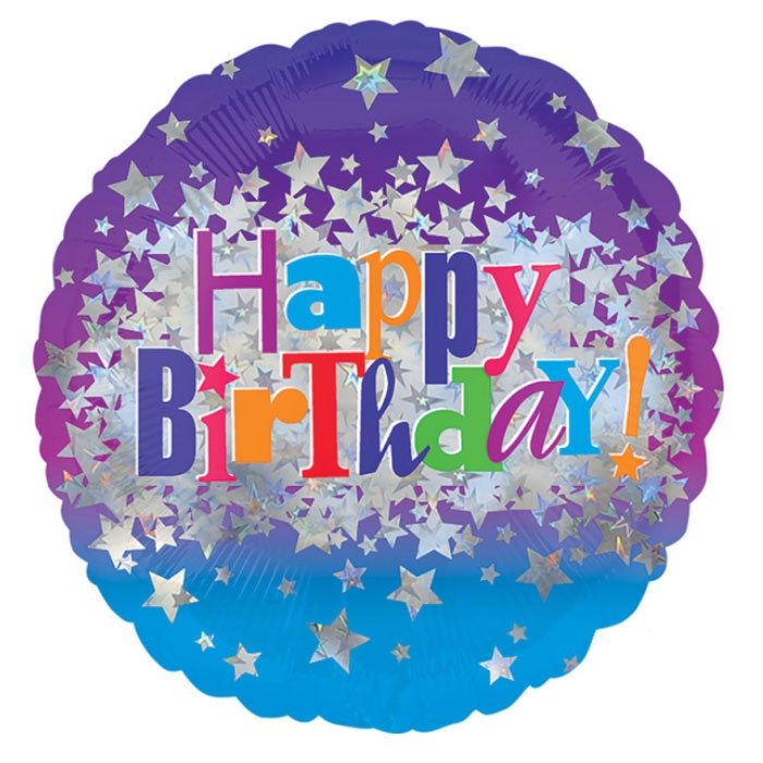 Folienballon Happy Birthday bright stars