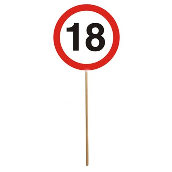 Partystecker Mini-Schild Verkehrsschild mit Zahl 18 12 Stück