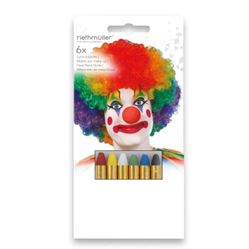 Kostüm-Zubehör Make Up Schminkstifte 6er Clown