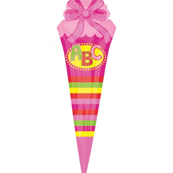 Folienballon ABC Schultüte 25 x 76 cm pink SuperShape