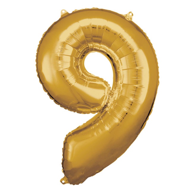 Folienballon Zahl 9 gold