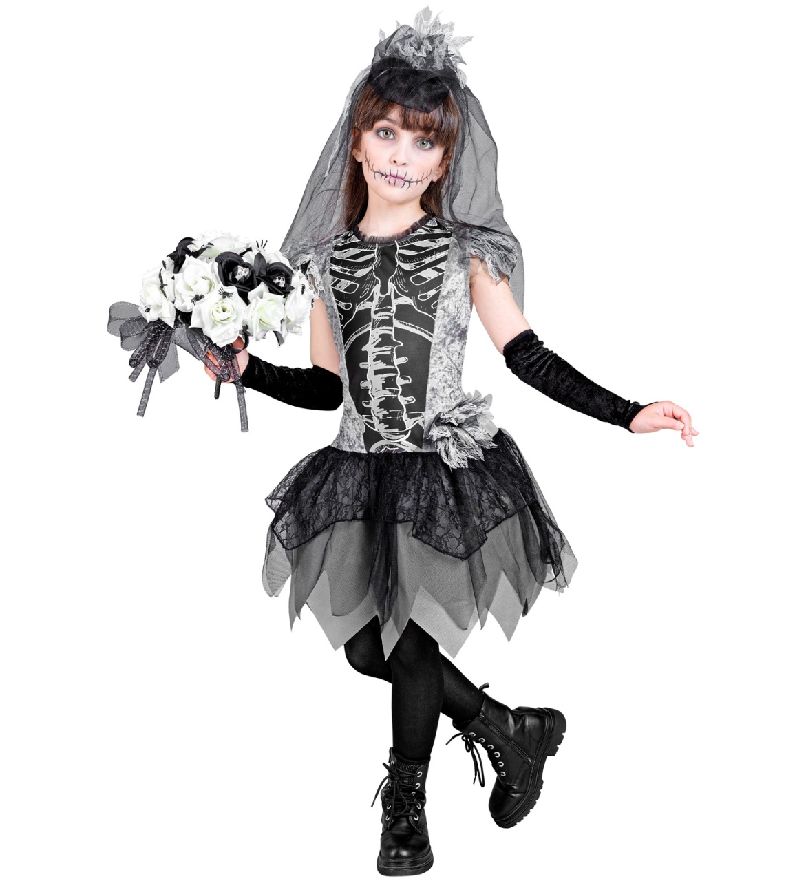 Kostüm Kinder Skelett Braut Gr. 158 11 - 13 Jahre