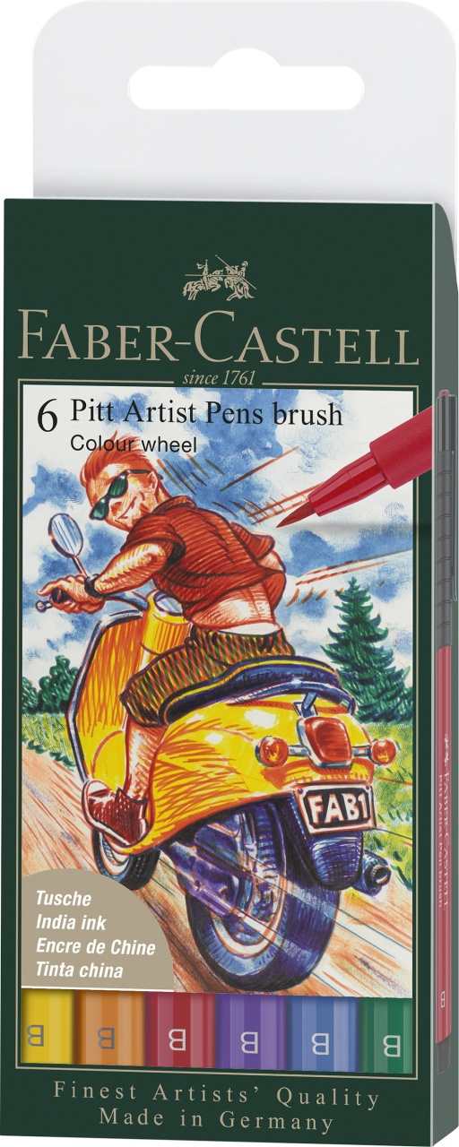 Faber Castell Tuschestift Pitt Artist Pen brush colour 6er