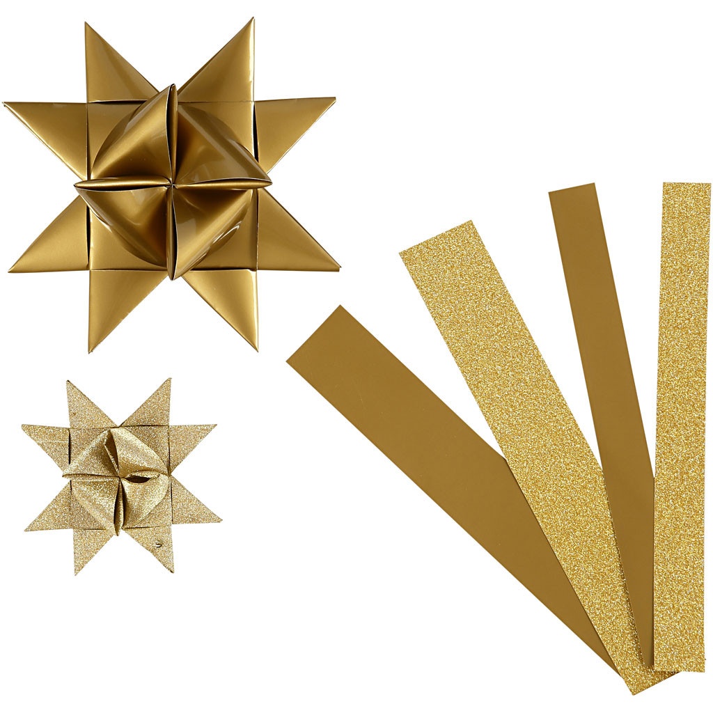 Papierstreifen für Fröbelsterne gold/glitter, 10 Sterne