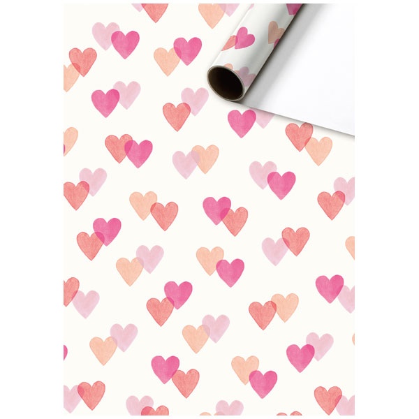 Geschenkpapier Laila mit rosa-pinken Doppelherzen 200 x 70cm