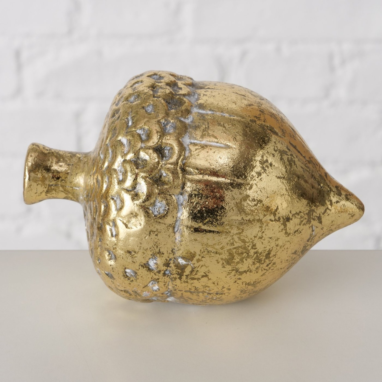Deko Firgur Eichel aus Keramik in goldfarben H: 11 cm