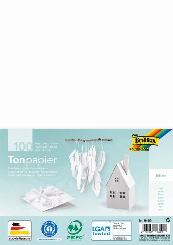 Folia Tonpapier A4 weiß 100 Blatt