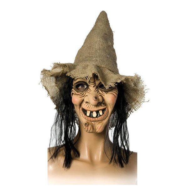 Kostüm-Zubehör Hexenmaske mit Hut und Haaren