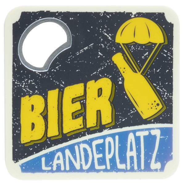 Untersetzer mit Flaschenöffner - Bier Landeplatz