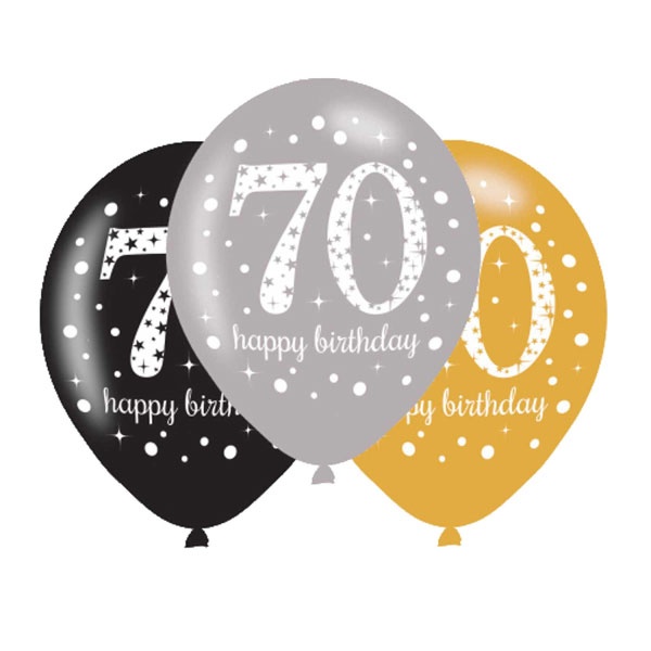 Latexballons Sparkling Birthday 70 Jahre (6 Stück)