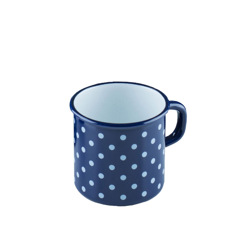 Riess Emaille Kaffeebecher 0,375 l blau/Pünktchen