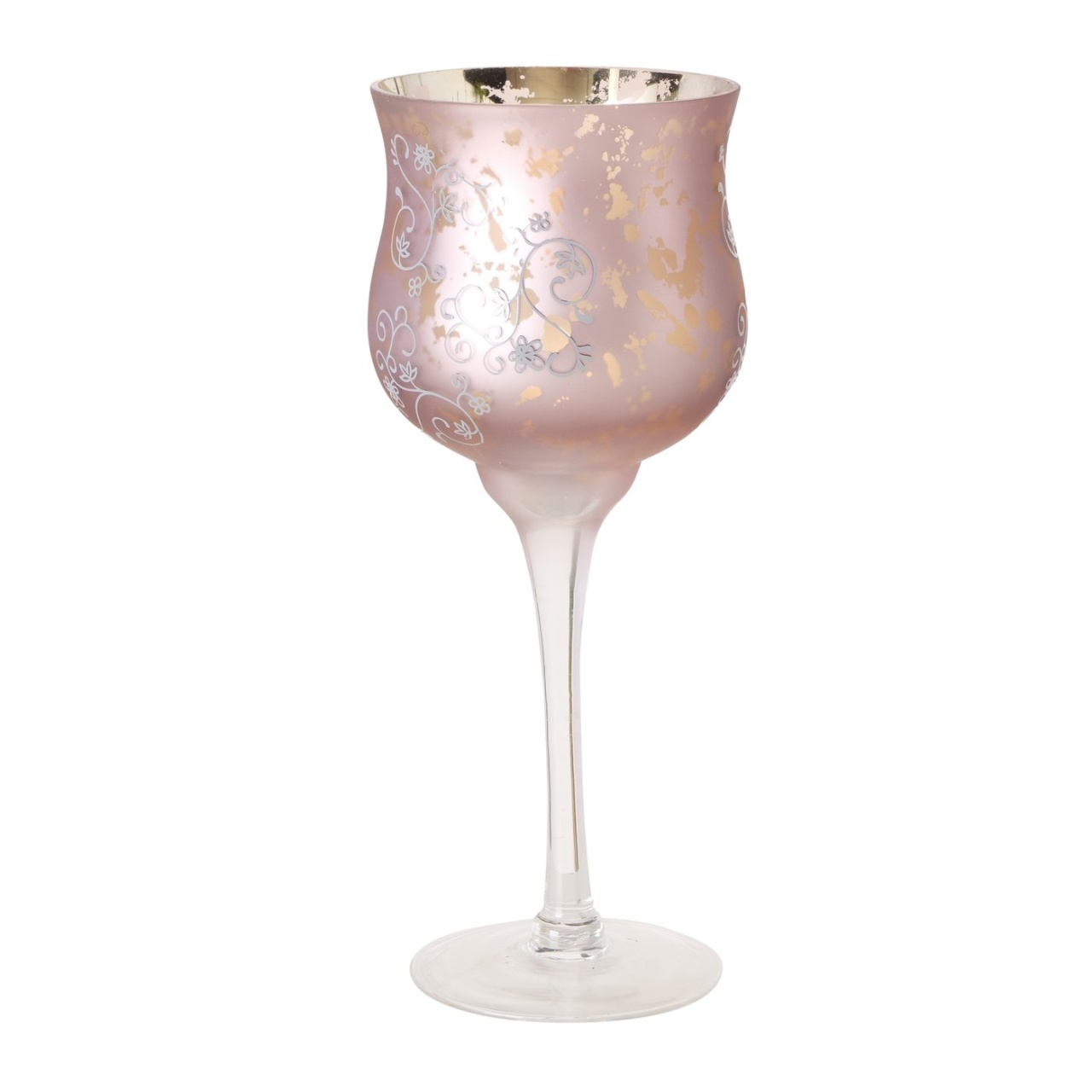 Windlicht Kelch Manou, Glas, dunkelrosa, H 30 cm