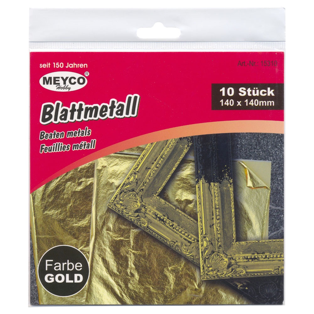 Blattmetall 14 x 14 cm 10 Stück gold