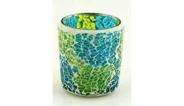 Votivglas Mosaik Teelichtglas aqua-grün 6 cm