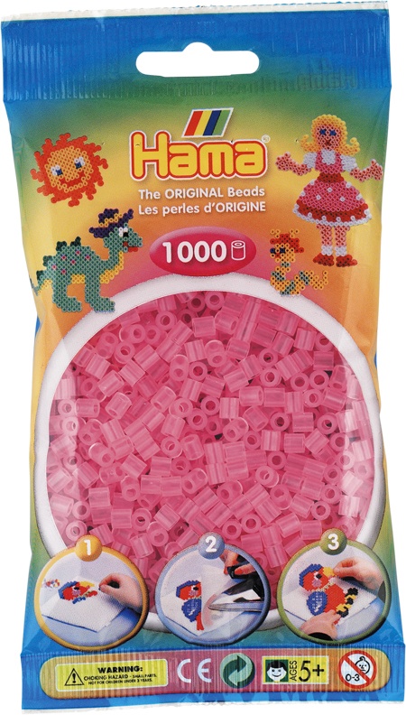 Hama Bügelperlen 1000 Stück transparent-pink