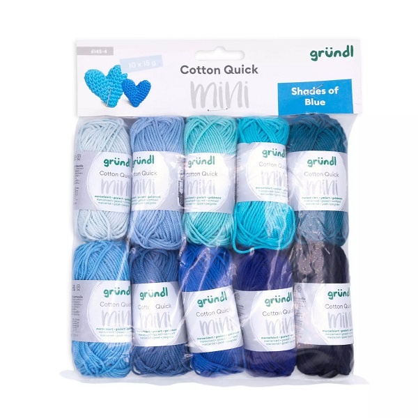 Gründl Wolle Cotton Quick mini 10 x 15 g Shades of Blue