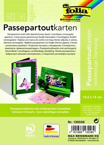 Folia Passepartoutkarten-Set rechteckige Stanzung tannengrün