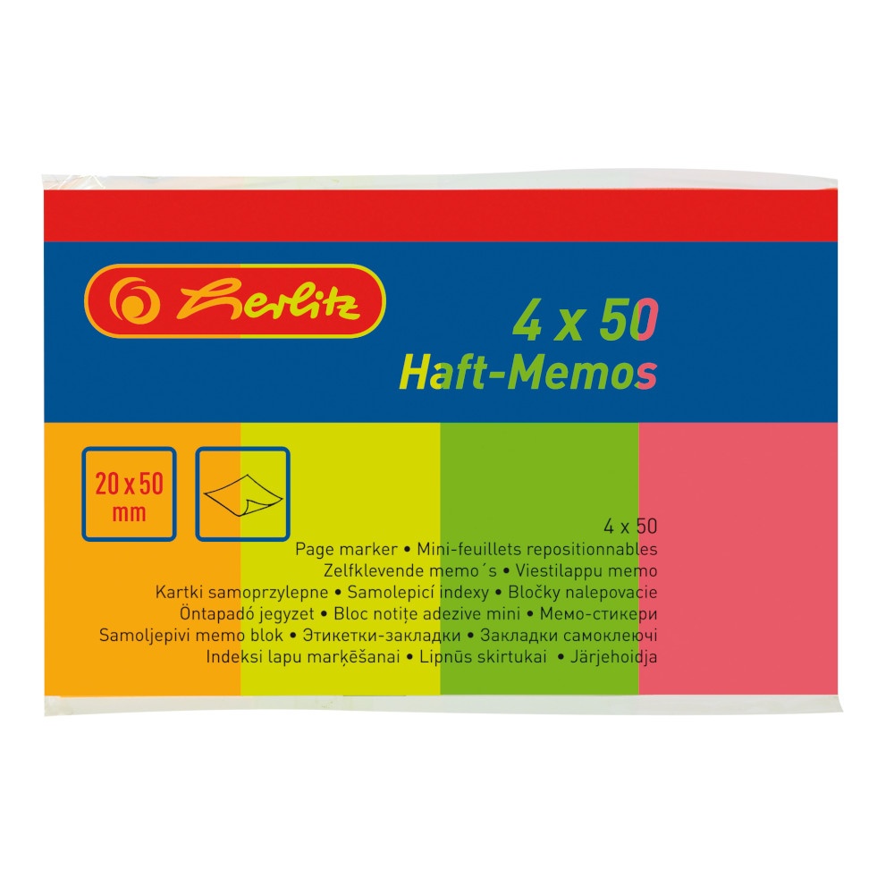 Haft-Memos 20x50, neon farbig