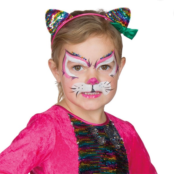 Kostüm-Zubehör Katzenohren Rainbow Wendepailletten Haarreif