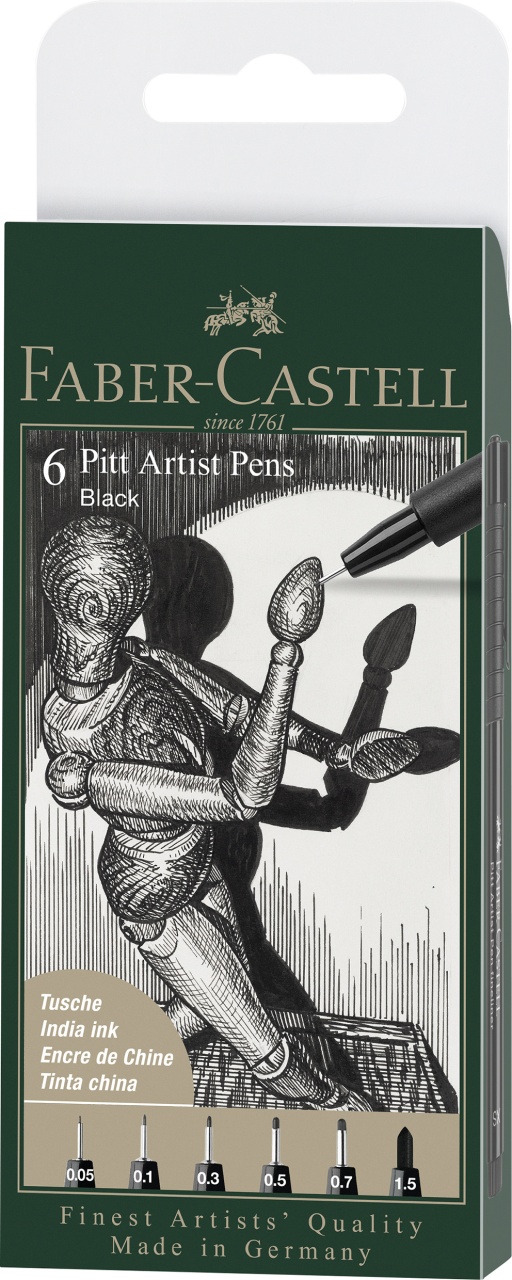 Faber Castell Tuschestifte Pitt Artist Pen schwarz 6er Etui