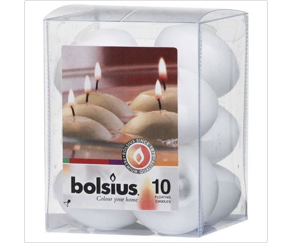 Bolsius Schwimmkerzen weiß 10 Stück