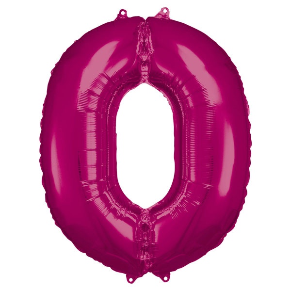 Folienballon Zahl 0 pink
