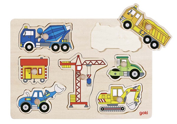 Goki Steckpuzzle Baufahrzeuge  von goki