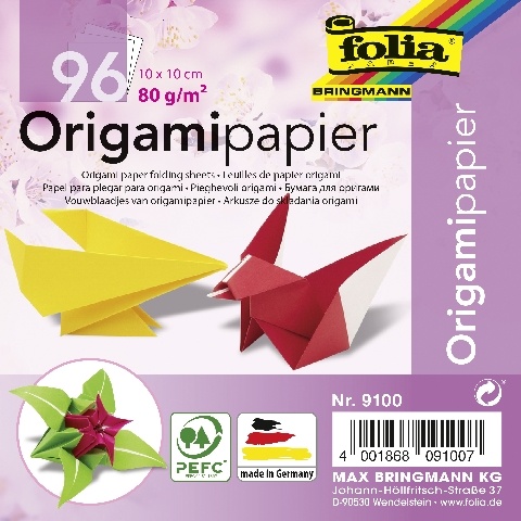 Folia Faltblätter aus Origamipapier 96 Blatt 10 x 10 cm