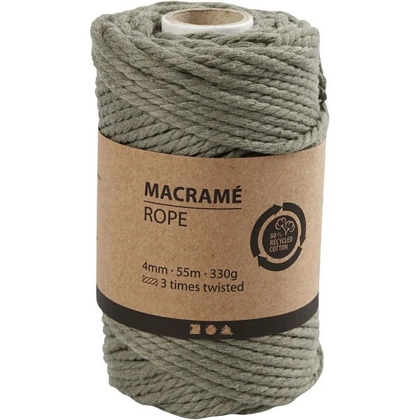 Macramee-Kordel 55 m moosgrün