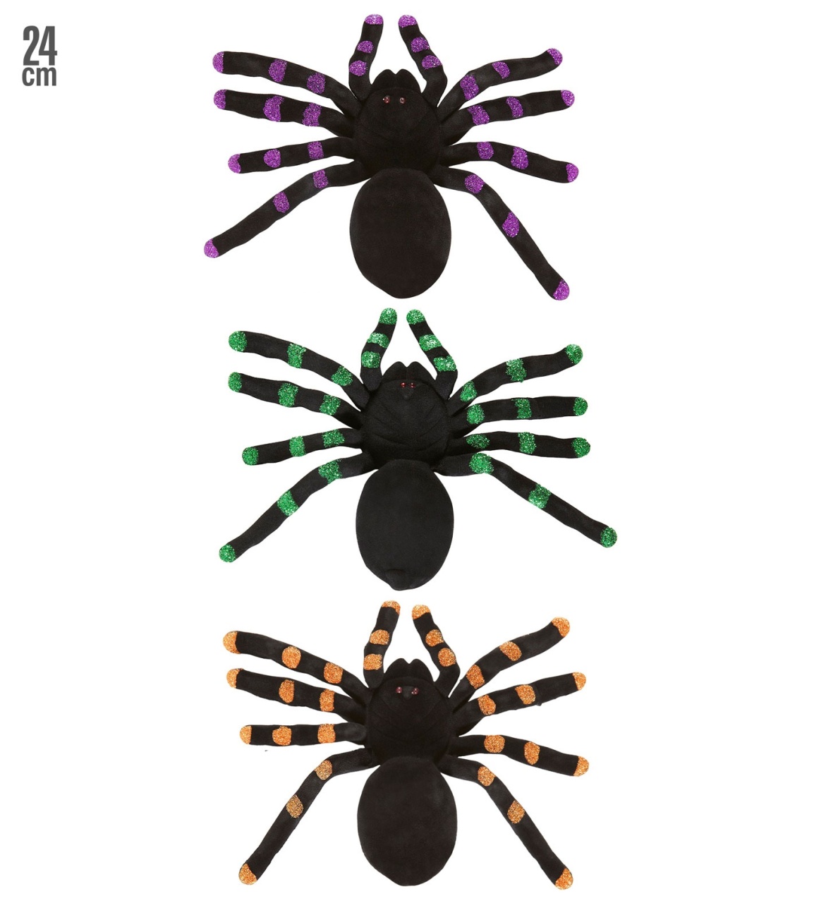 Halloween Deko Spinne mit Glitter 24 cm in 3 Farben sortiert