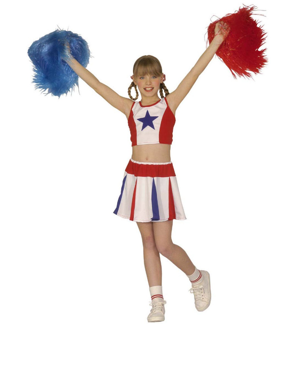 Kostüm Cheerleader weiß, rot, blau Gr. 158