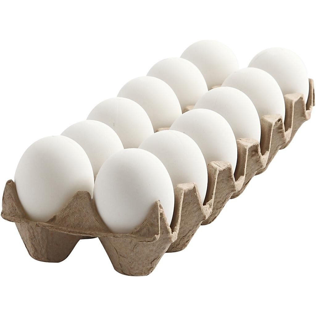 Oster-Eier Kunststoff weiß 12 Stück 6 cm