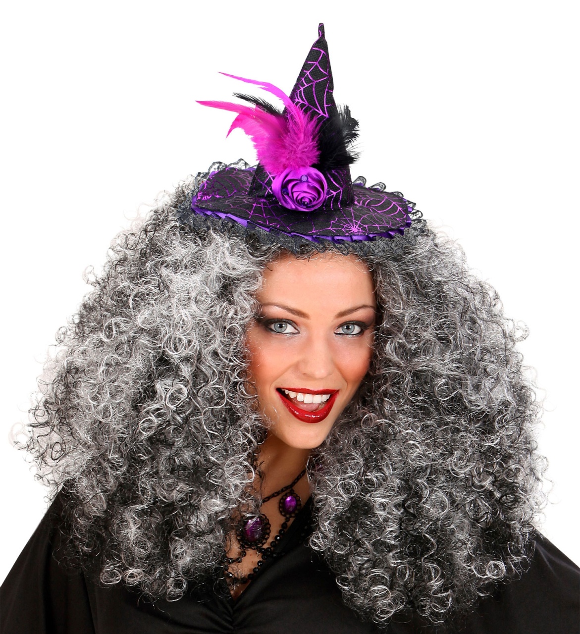 Kostüm Zubehör Haarreifen mit Hexenhut Pink