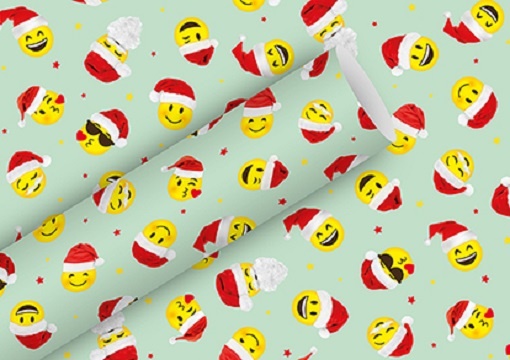 Geschenkpapier Weihnachten X-mas Smileys 200 x 70 cm