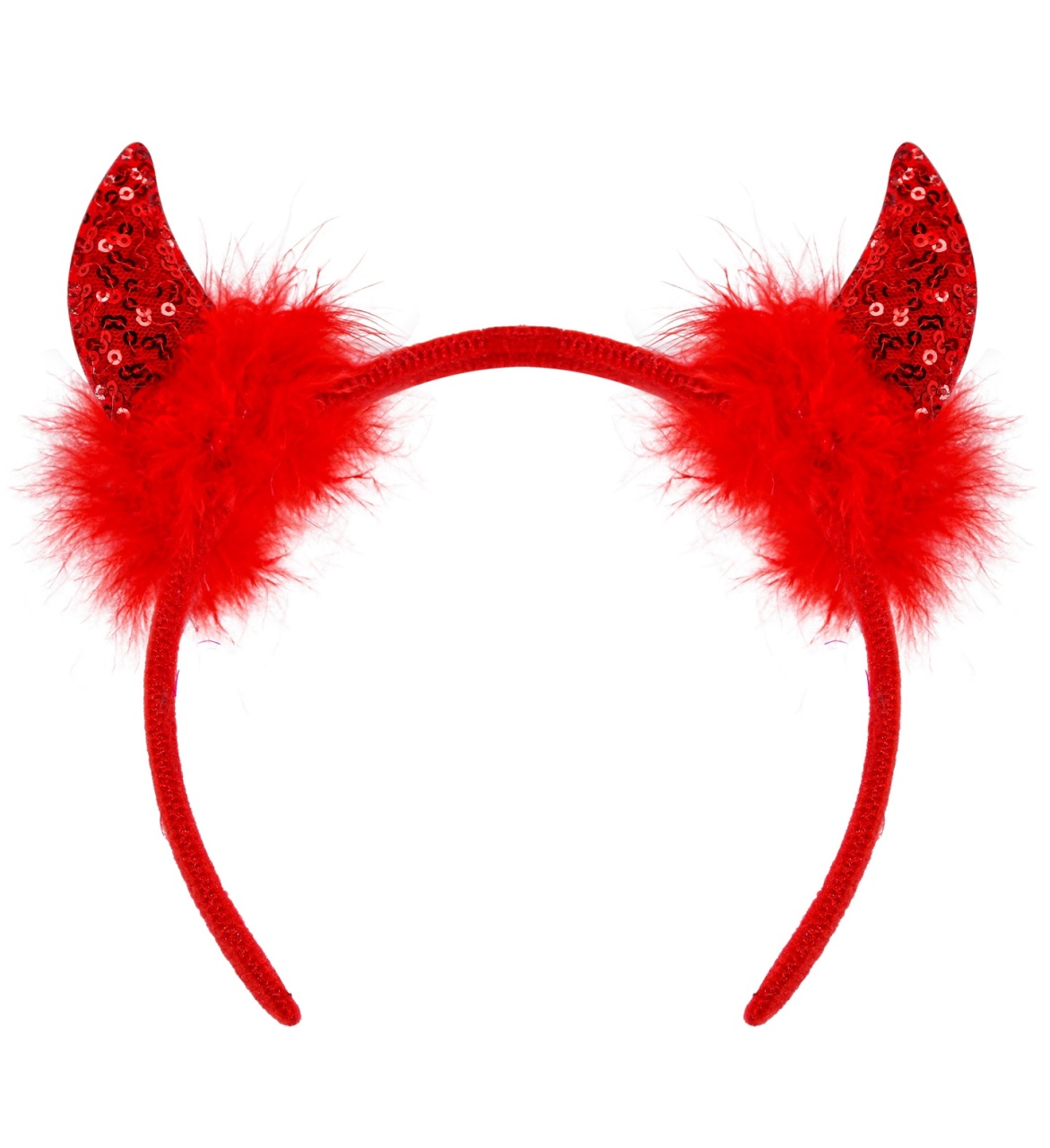 Kostüm Zubehör Haarreif Teufelshörner rote Pailetten